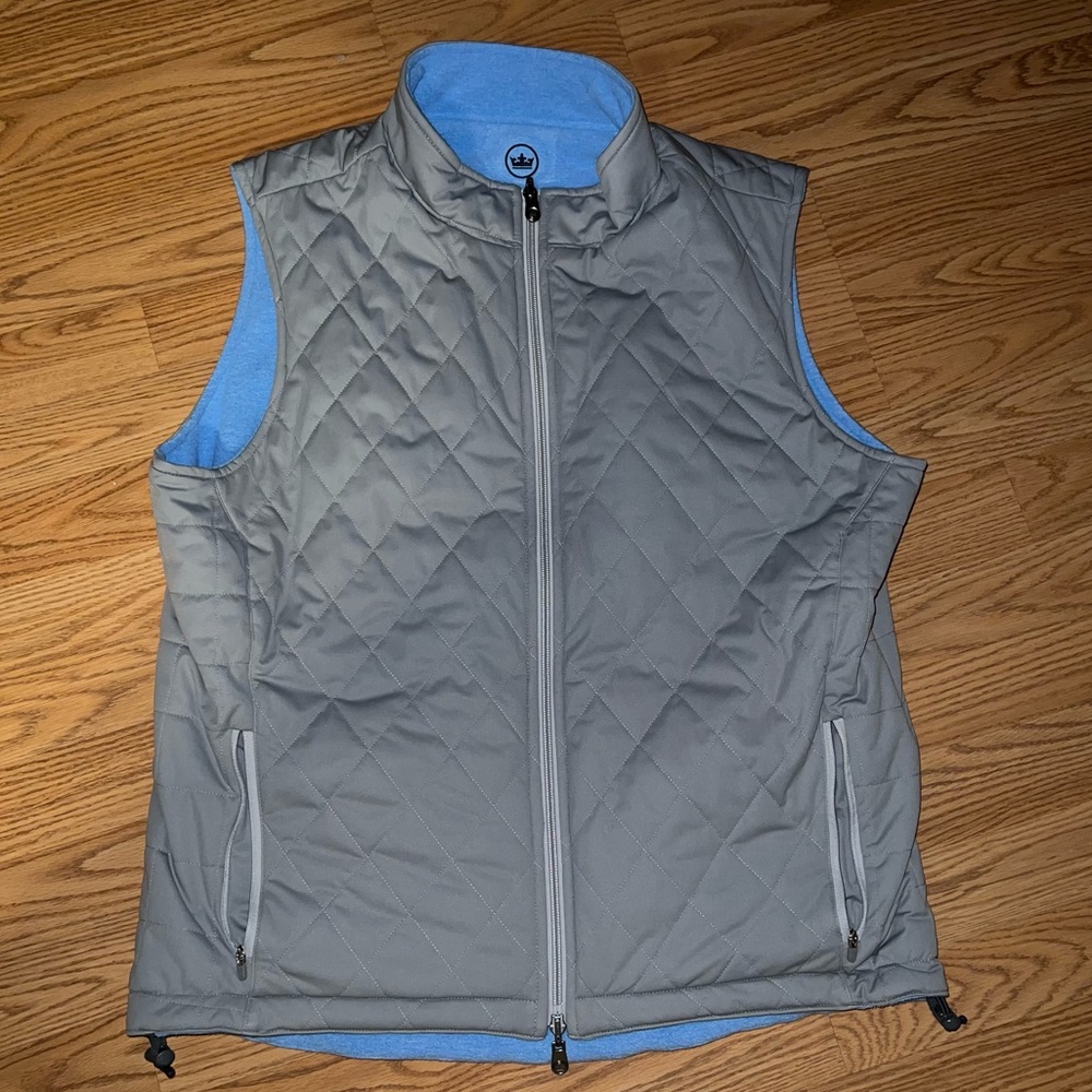 Peter Millar Men's All Day Reversible Quilted Vest, Gale Grey, Large